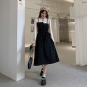 長袖フレンチワンピース