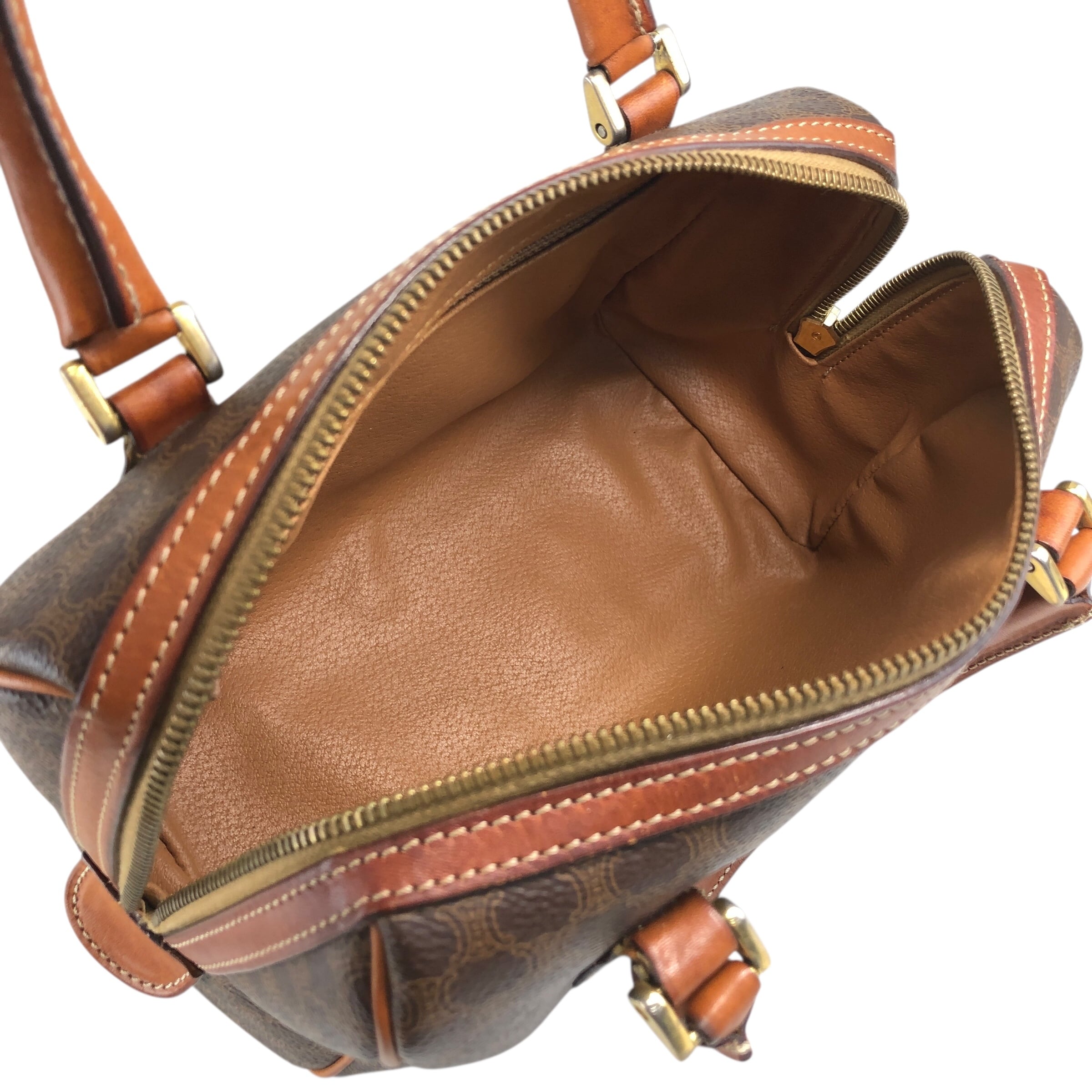 セリーヌ マカダム ハンドバッグ ブラウン ヴィンテージ CELINE セリーヌ マカダム ハンドバッグ ブラウン ブラゾン型