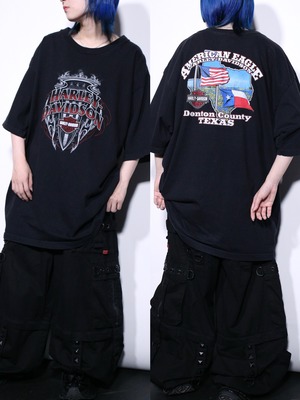 "Harley-Davidson" XXL over silhouette  front and back print tee