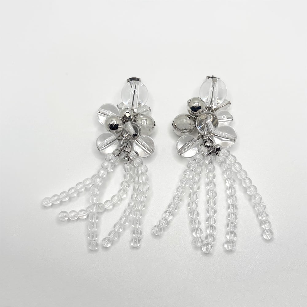 クリアビーズタッセルピアス/イヤリング