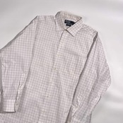 90s 00s Polo by Ralph Lauren ポロ ラルフローレン PHILIP グラフチェック 長袖 ワイシャツ ドレスシャツ 42-84 /ホワイト×ピンク×紺 メンズ ビンテージ
