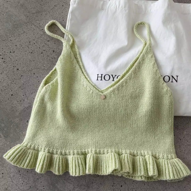 frill-hem knit camisole　J00505