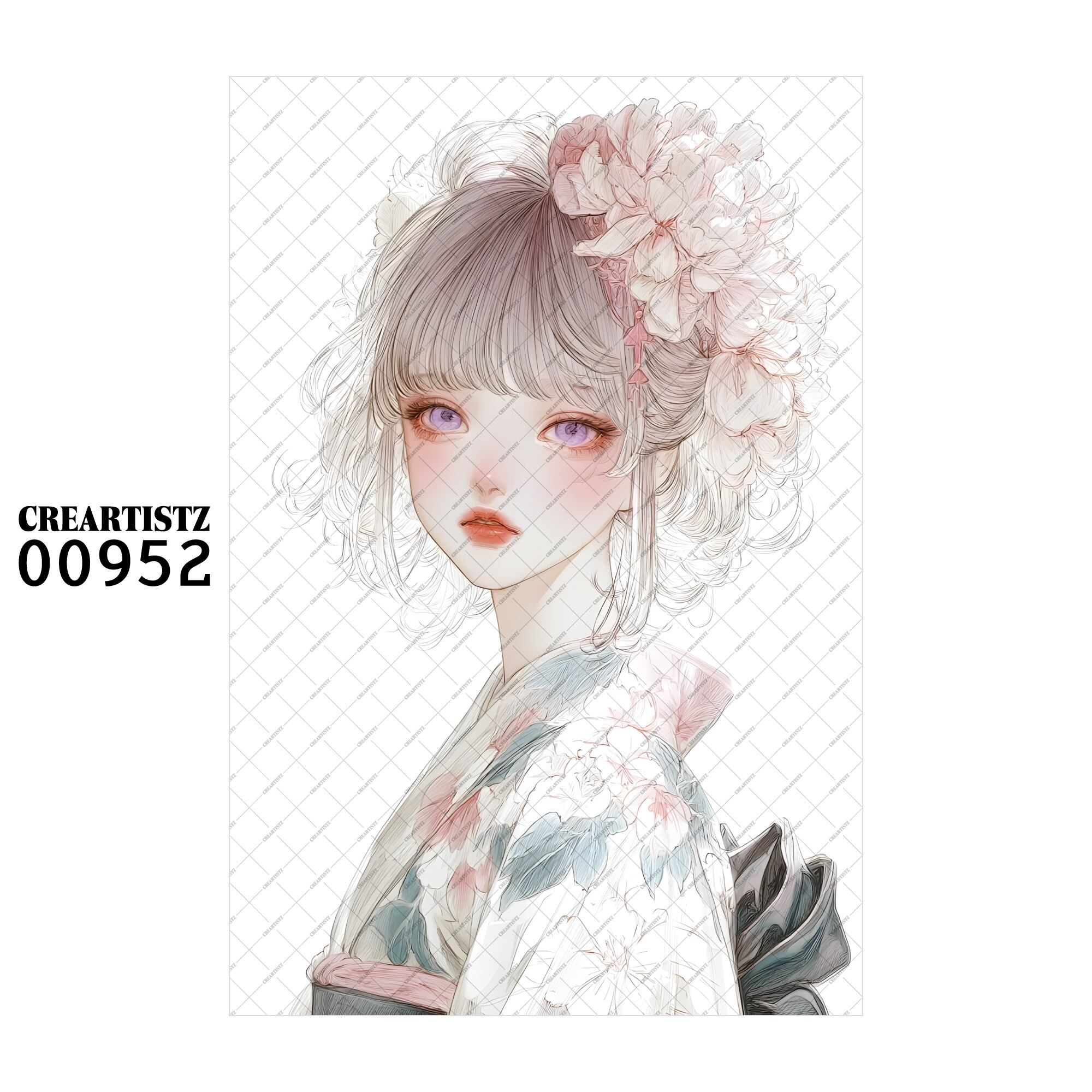 00952 ガール キュート オリジナル ペーパー/ステッカー 4枚セット CREARTISTZ