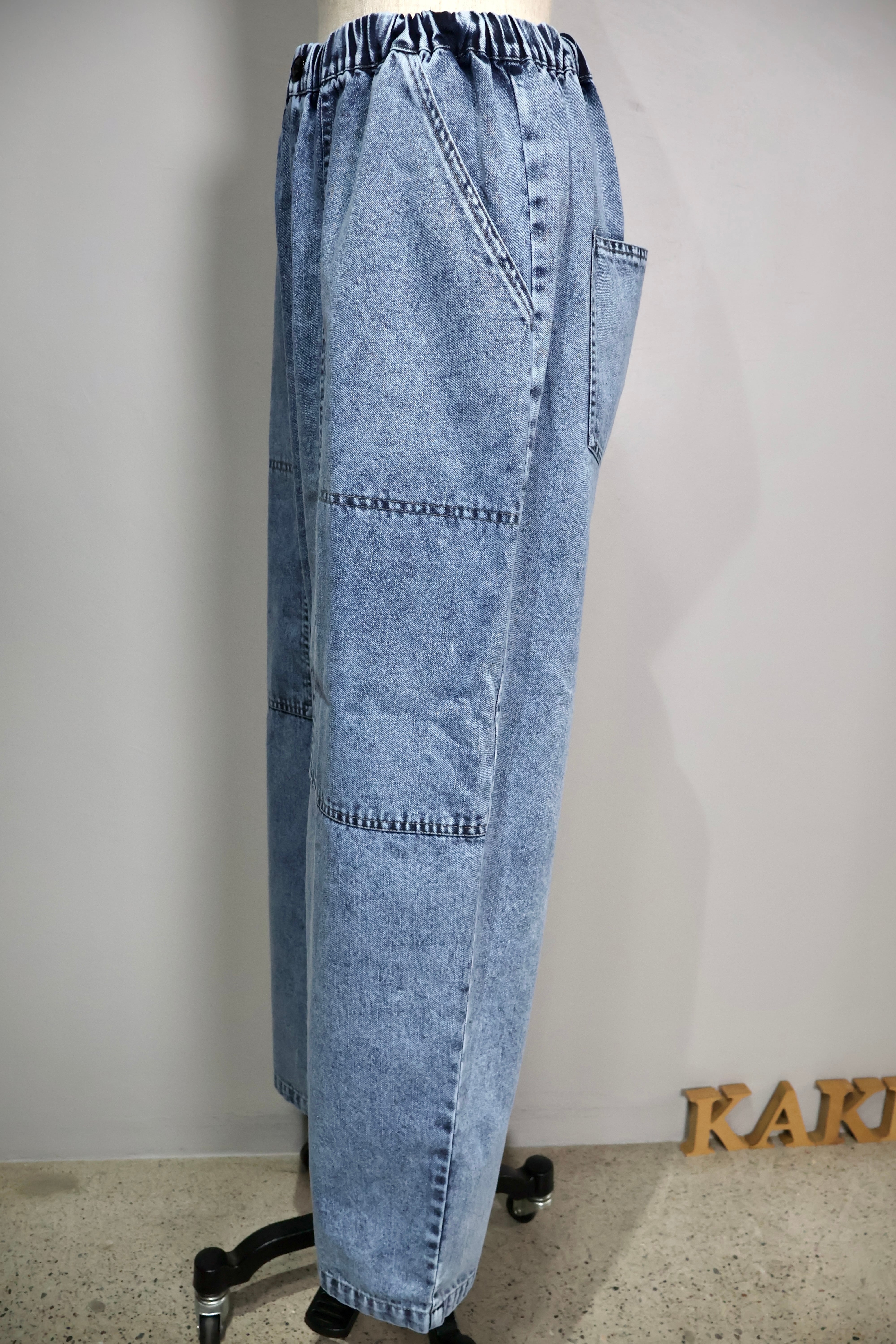 デニムケミカル加工サルエルイージーパンツ【12503-193-20】2025SS