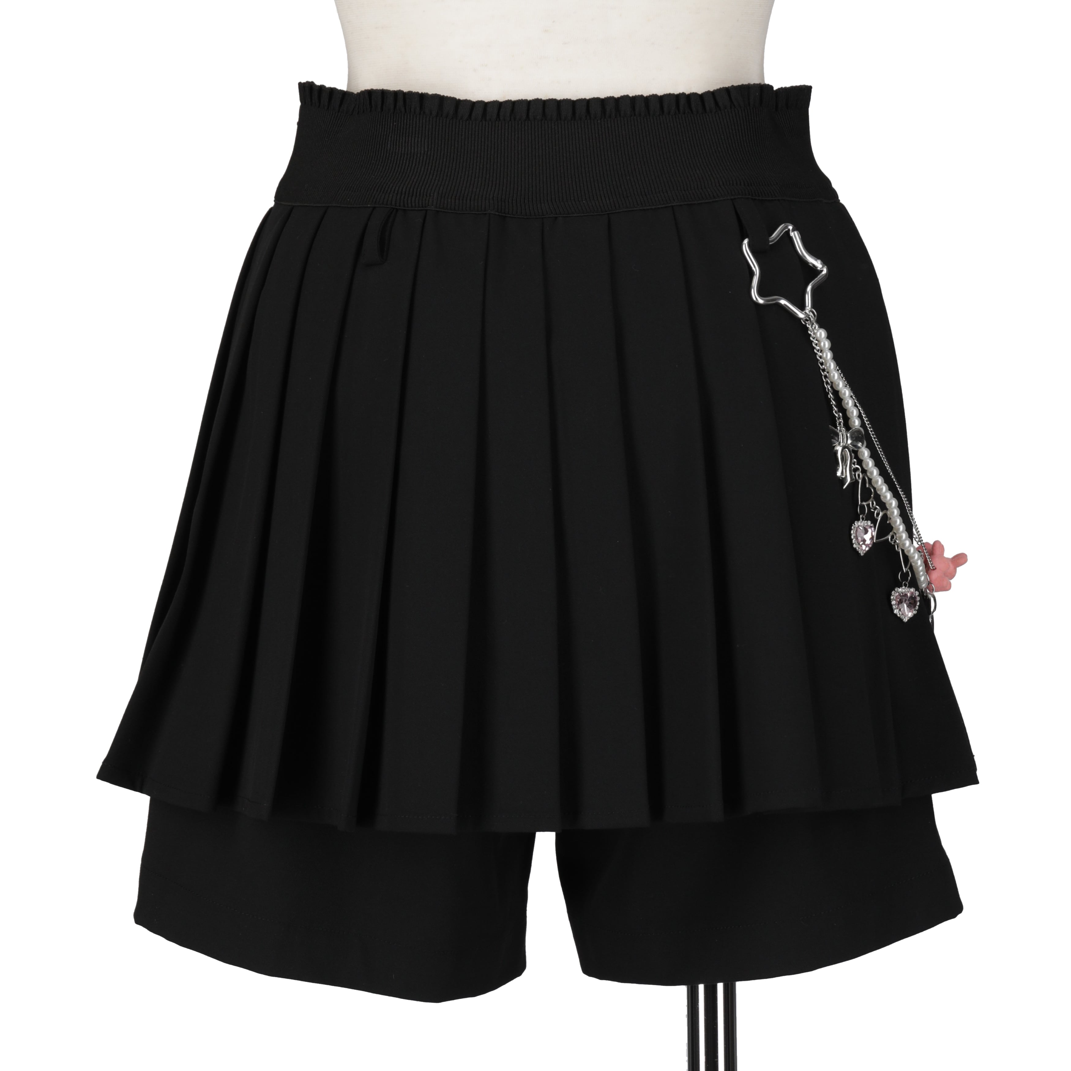 プリーツミニショートパンツ　BLACK