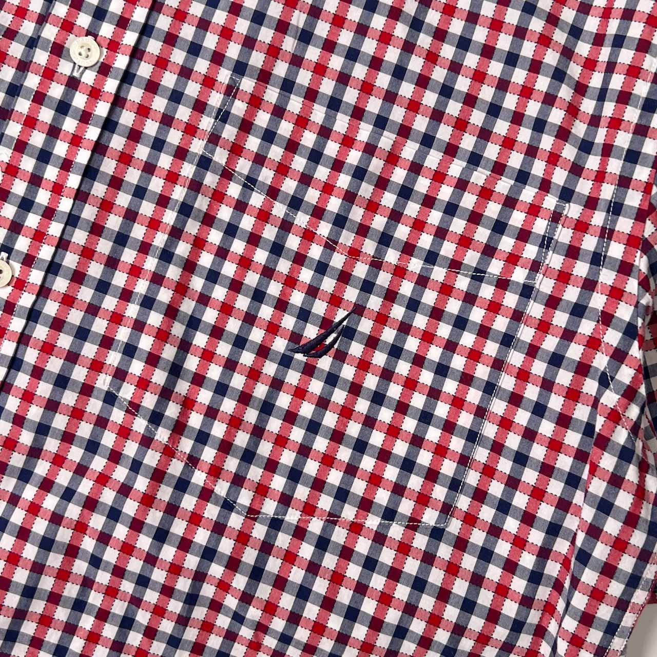 NAUTICA ノーティカ 80s TWO-PLY COTTON チェック BD ボタンダウン 半袖シャツ L/マルチ メンズ