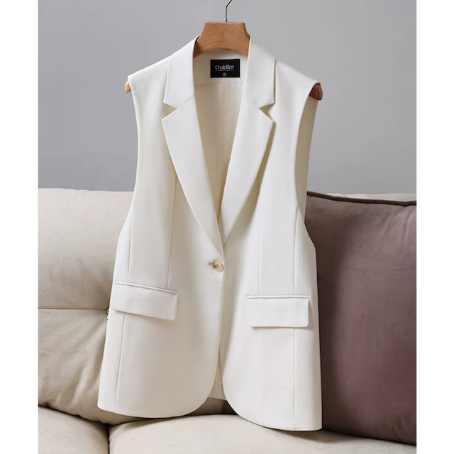 ノッチドラペル シングルブレスト ベスト 3color W01451