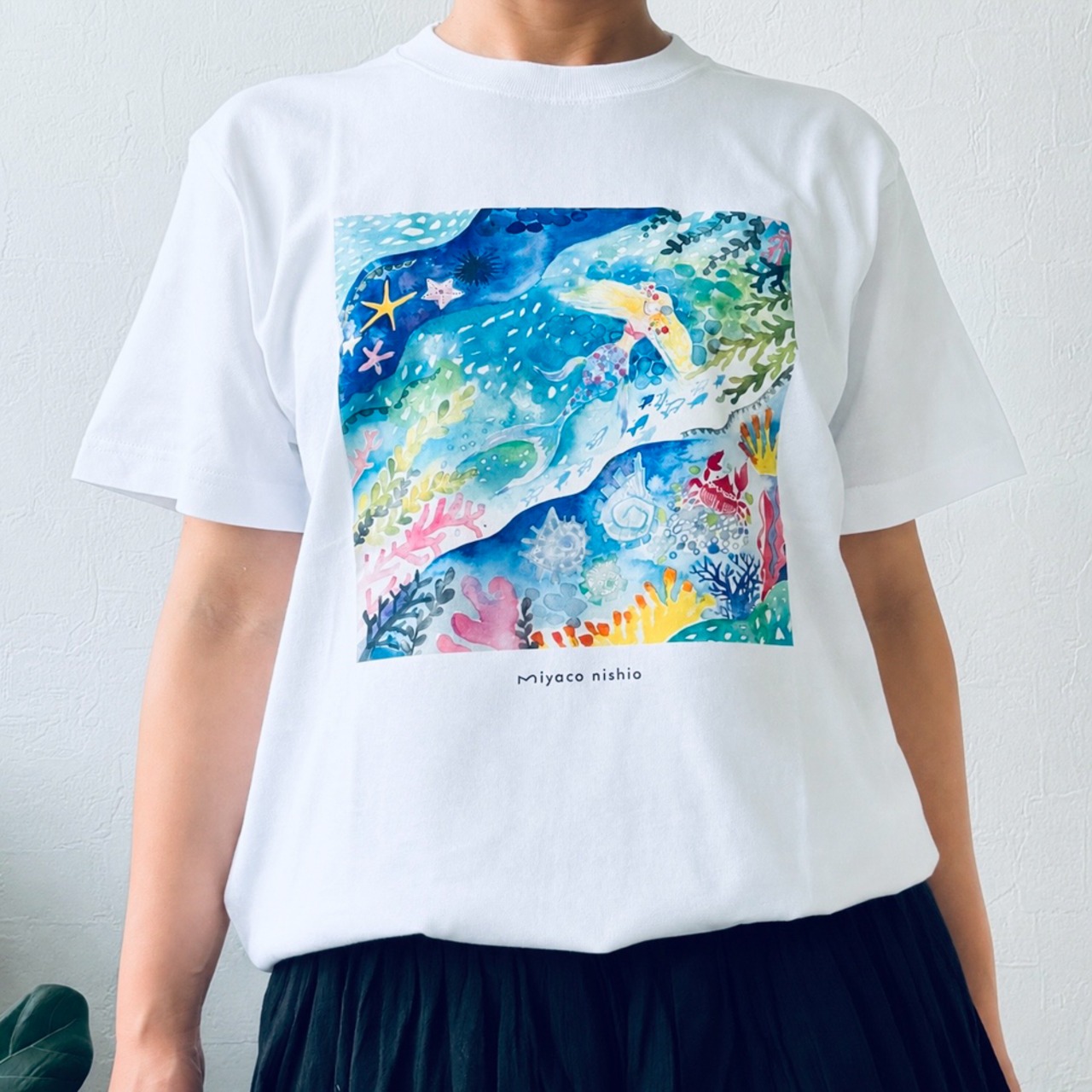 水彩画を着るTシャツ　「深海の人魚姫」