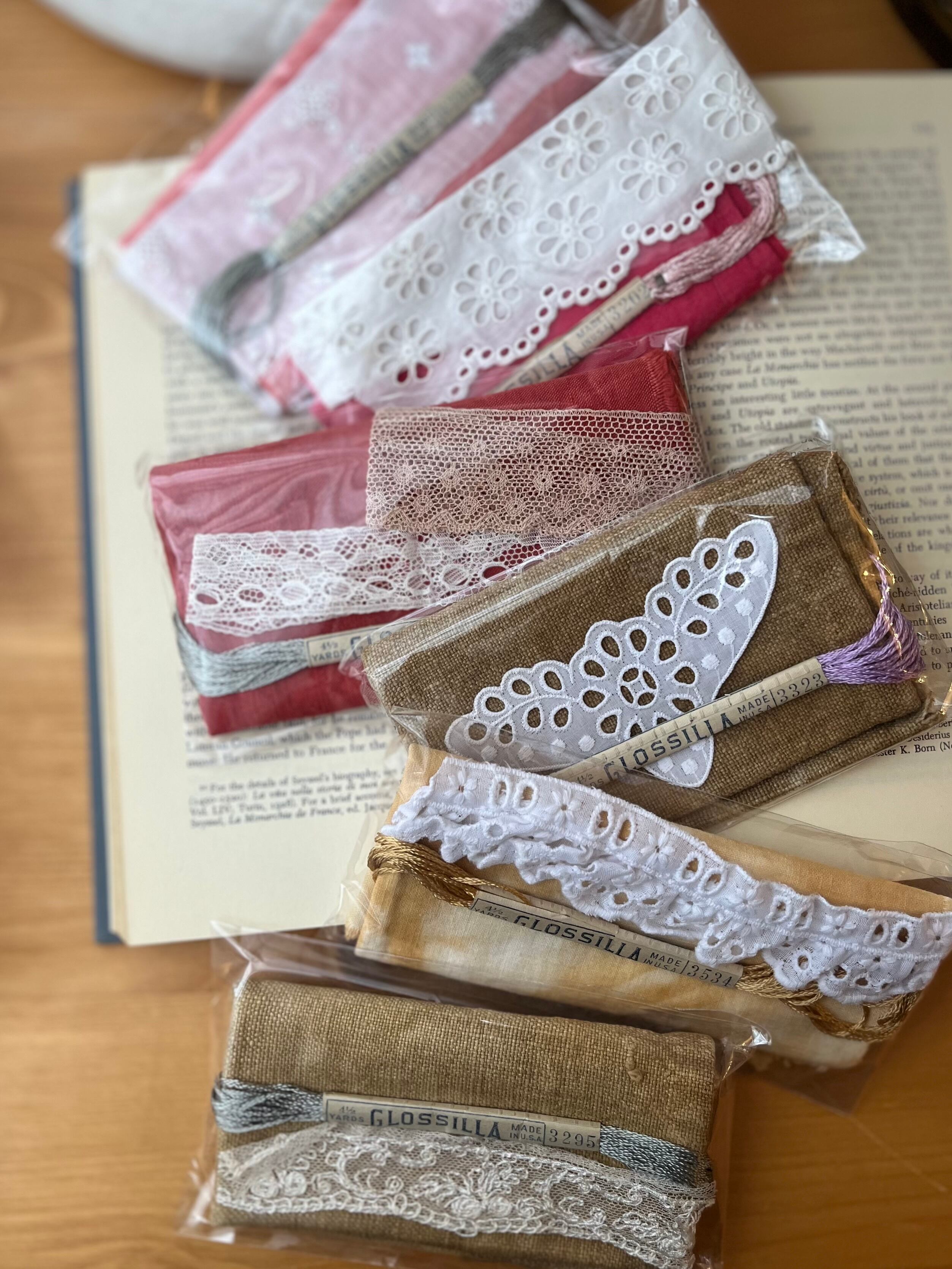 【ビンテージ生地・レース・糸セット】ハンドメイド・ギフト包装に・贈り物にも・作品作りにも