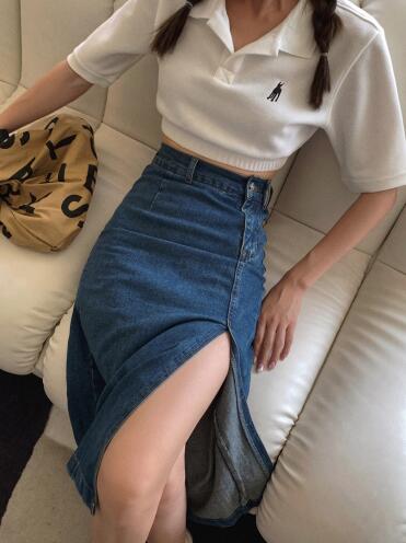 新作 レディース ボトムス スカート スリット デニムスカート タイトスカート ハイウェスト