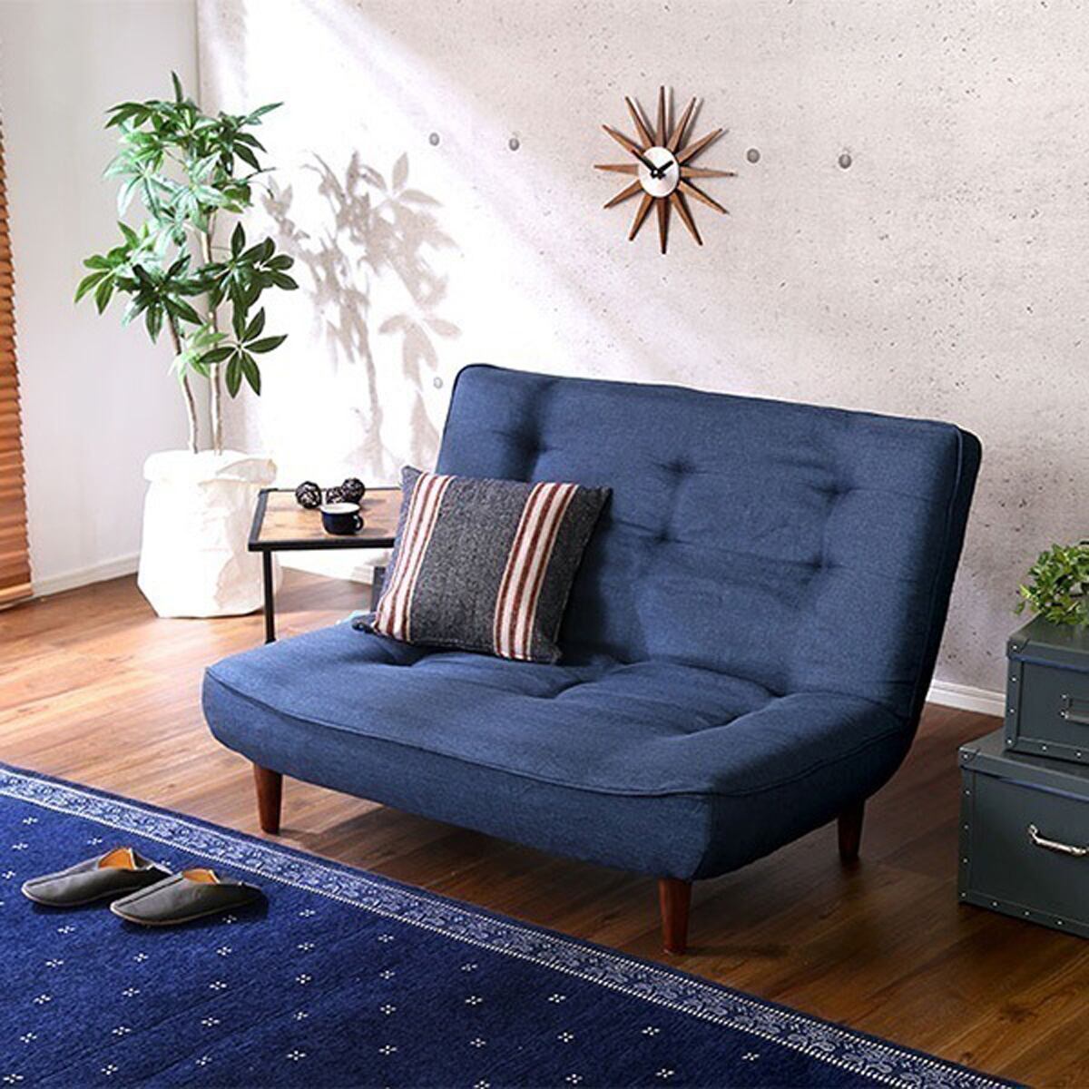 2人掛ハイバックソファ 布地 ローソファにもポケットコイル使用3段階リクライニング 日本製