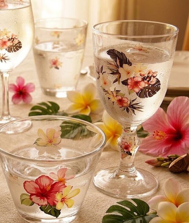 ガラス用】 水彩 トロピカルフラワー TropicalFlowers Aサイズ