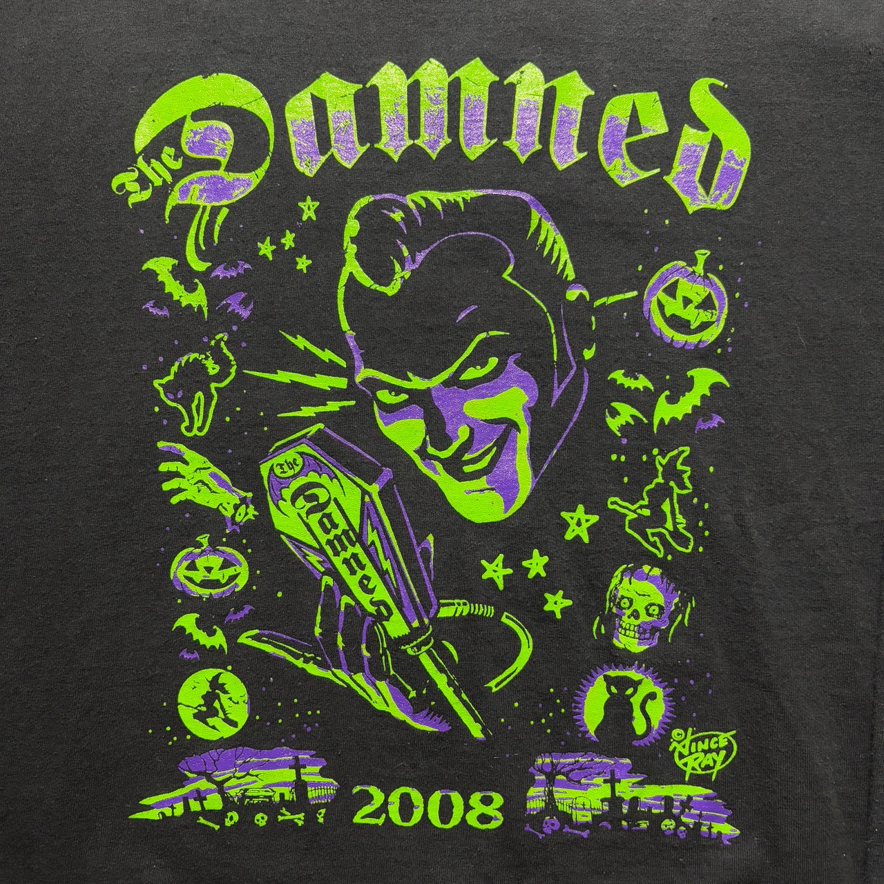 2008’s THE DAMNED long sleeves music tee artwork by VINCE RAY