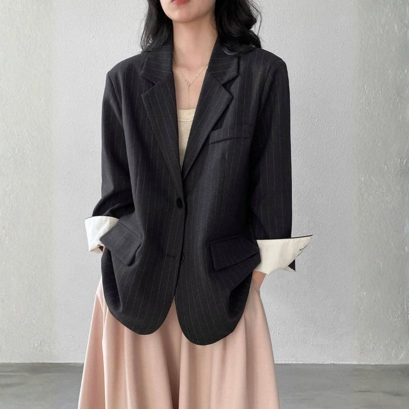 ストライプ シングルブレスト オーバーサイズ ジャケット 204574