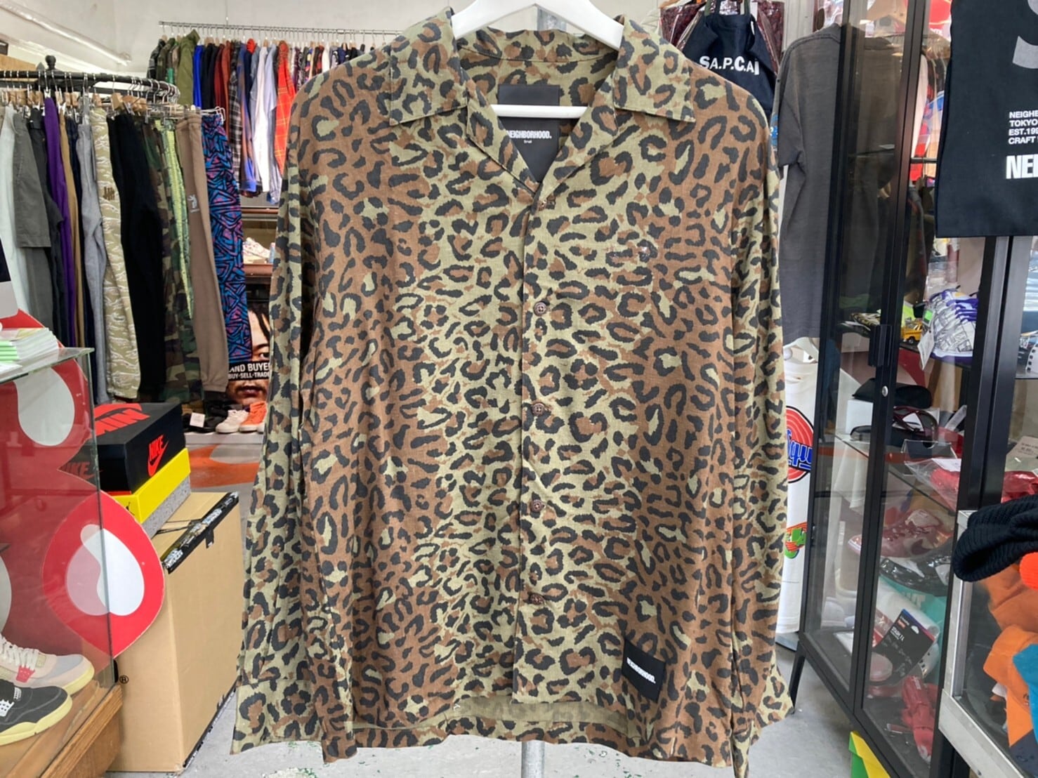 NEIGHBORHOOD ALOHA LEOPARD RL-SHIRT LS SMALL 201TSNH-SHM05 40415 