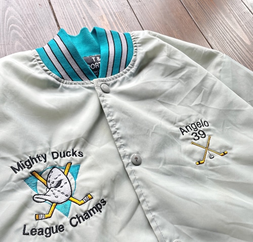 90s NHL〝 Mighty Ducks 〟 Nylon Stadium Jacket・ Size Youth  LARGE