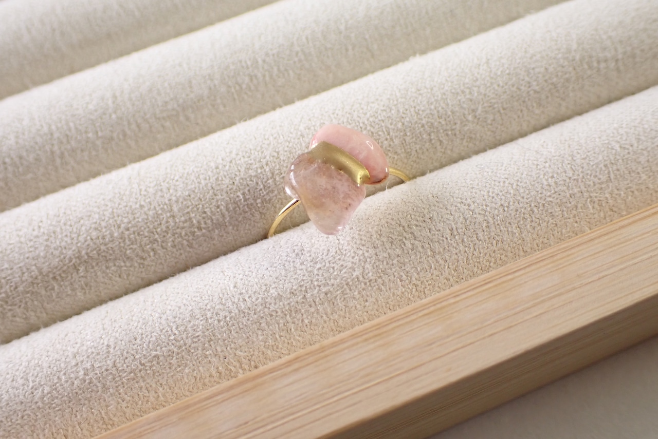 金継ぎリング(クォーツァイト×ピンクエピドート)   [C2‐279]