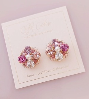 残１【ピアス・イヤリング】luster blossom◇rose bouquet ◇