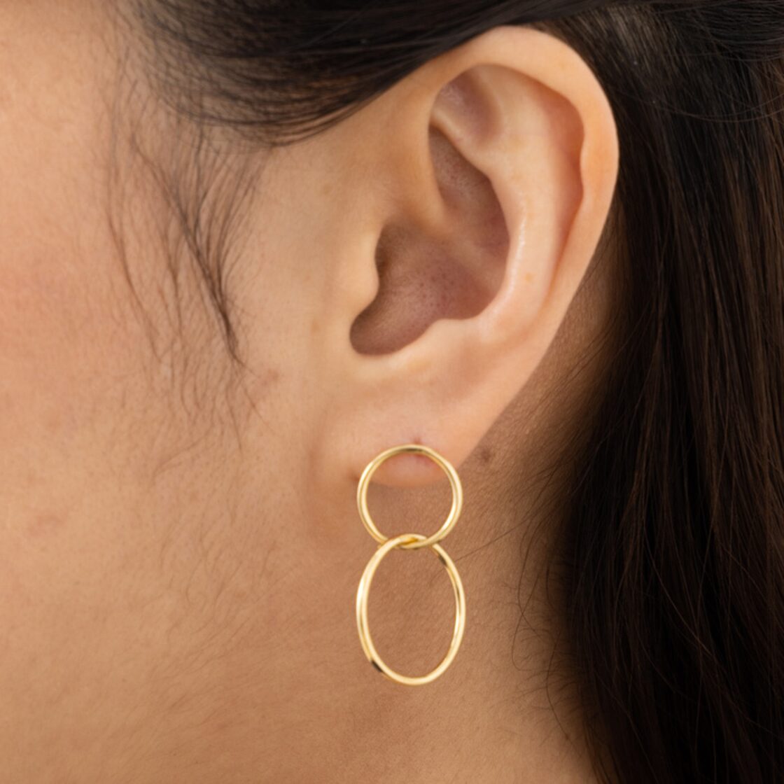 2連 パイプ リング ピアス K18YG 揺れる デザイン K18 イエロー  