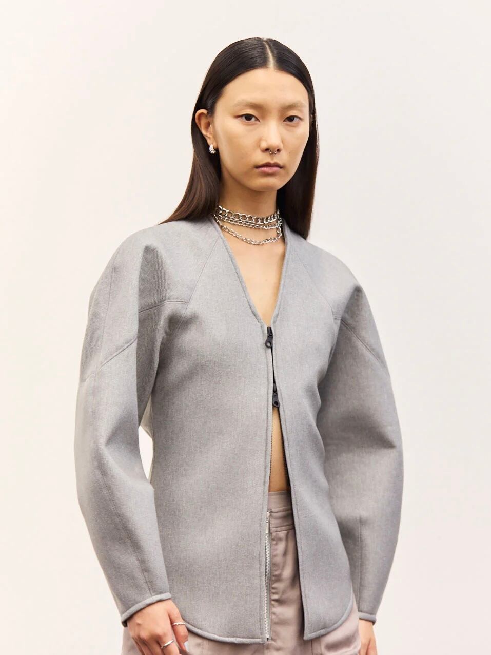 25AW】MUKCYEN ムッシャン / asymmetrical knit long sleeves / ニット