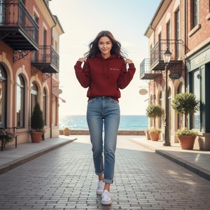 Chilltime-プルオーバーパーカー(バーガンディ)