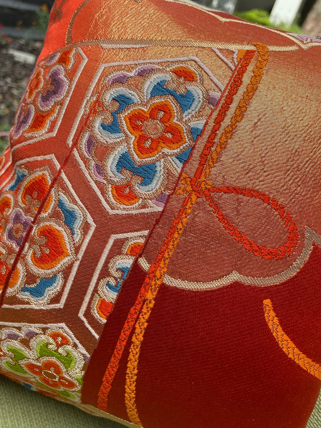 30×30 アンティーク帯リメイクのクッションカバー | Pay ID 