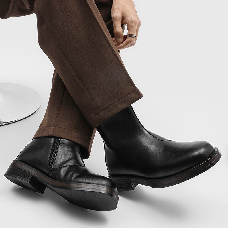 Minimal Leather Zip Boots | Urban Cypher