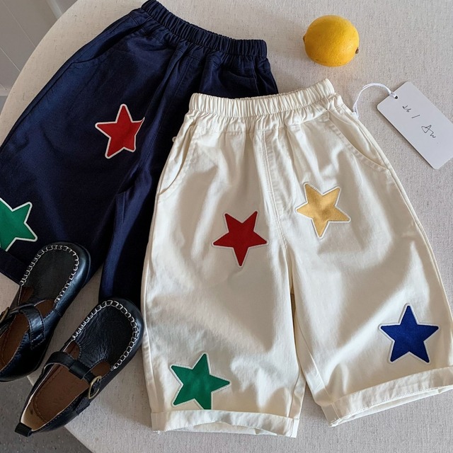 【80-140】秋ワッペン刺繍付きハイウエストカジュアルパンツ キッズ 男女兼用