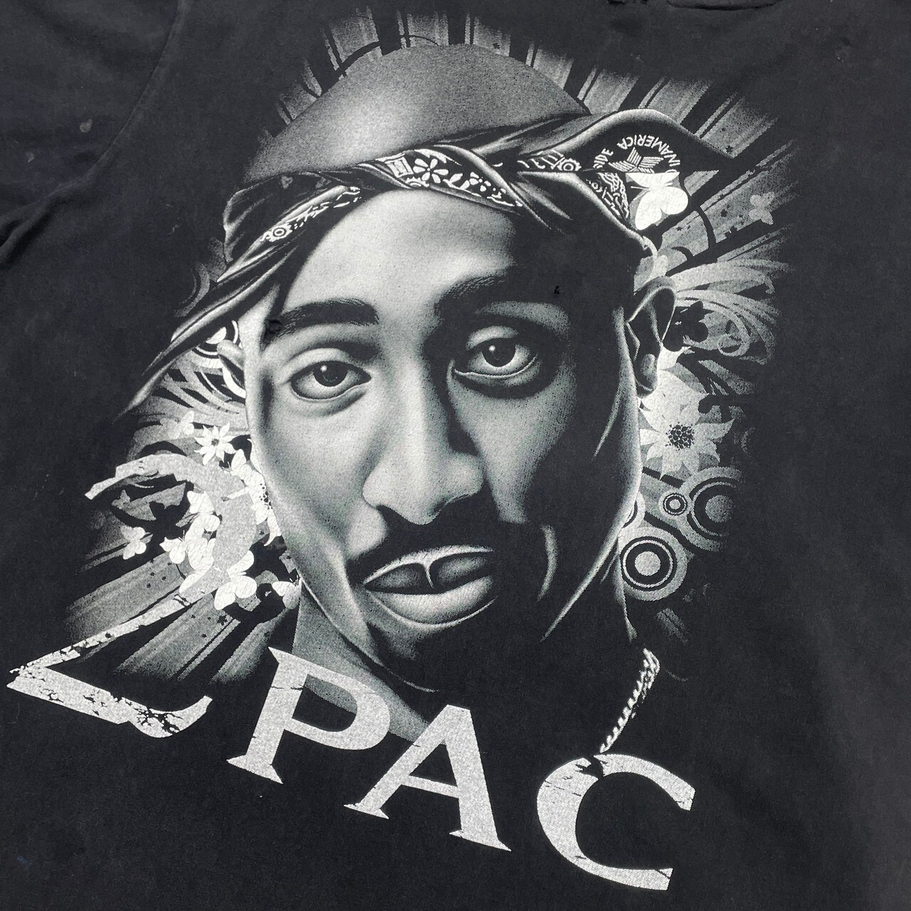 2PAC ラップTシャツ ヒップホップ メンズXL相当 古着 黒 【Tシャツ 