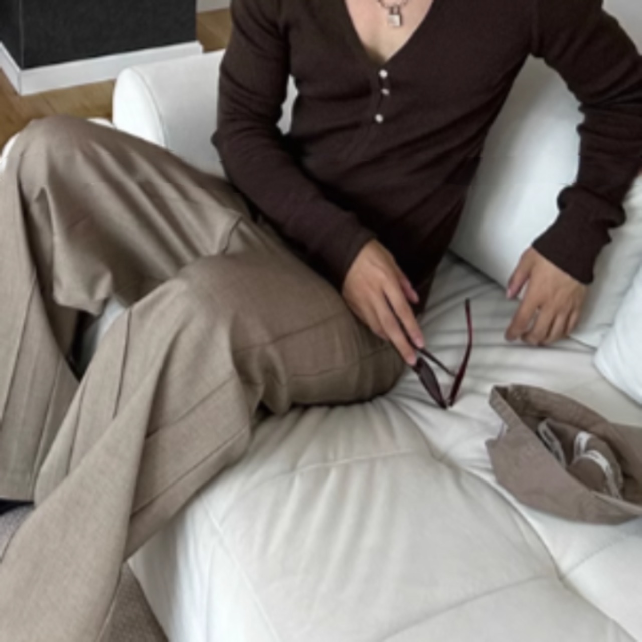 バイアスカットモードスウェットパンツ　0856