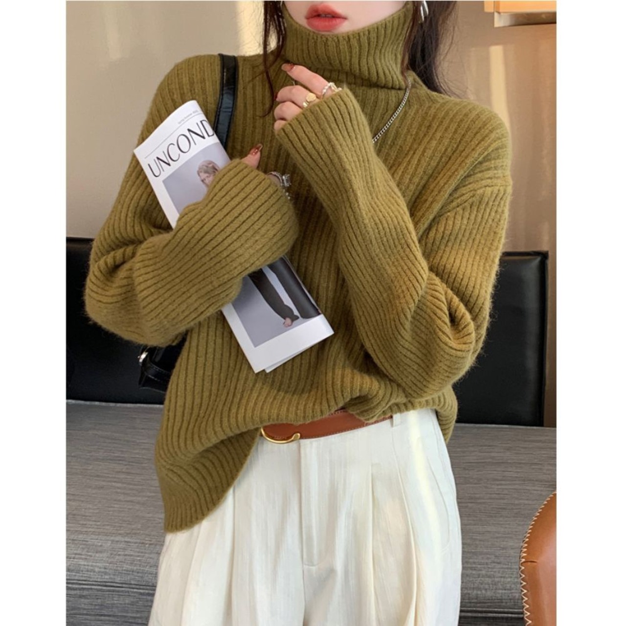 ハイネックボトミングニットセーター 9color  W00878