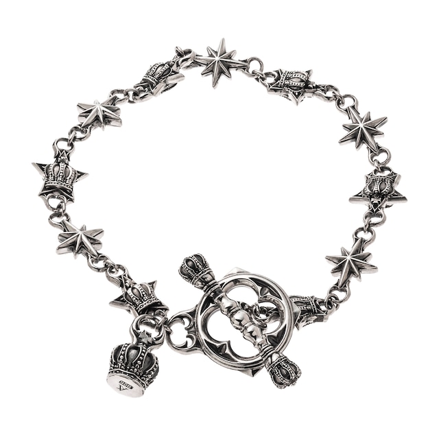 【ブレスレット売り上げランキング3位】スタークラウンTバーブレス　AKB0032　Star crown T bar bracelet 　シルバーアクセサリー Silver jewelry