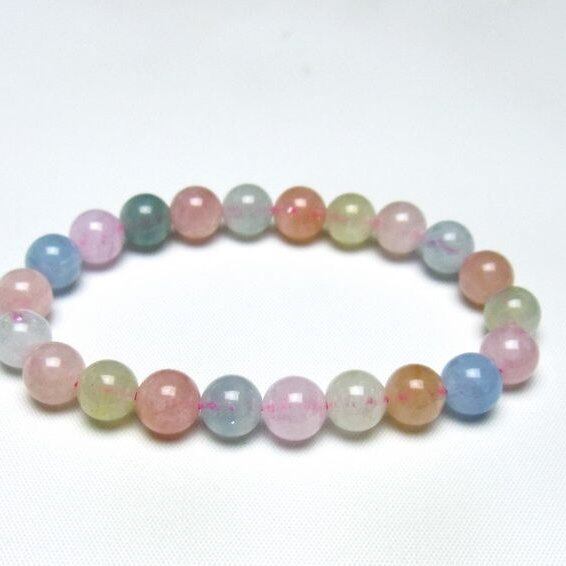 ミックスカラーベリル ブレスレット 9mm 一点物 メール便可 [M便 1/10] 111-48884