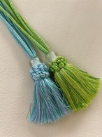ロープタッセル フランス インテリアタッセル. イエローグリーン/ライトブルー 9cm カルトナージュ カーテンタッセル デコレーション材