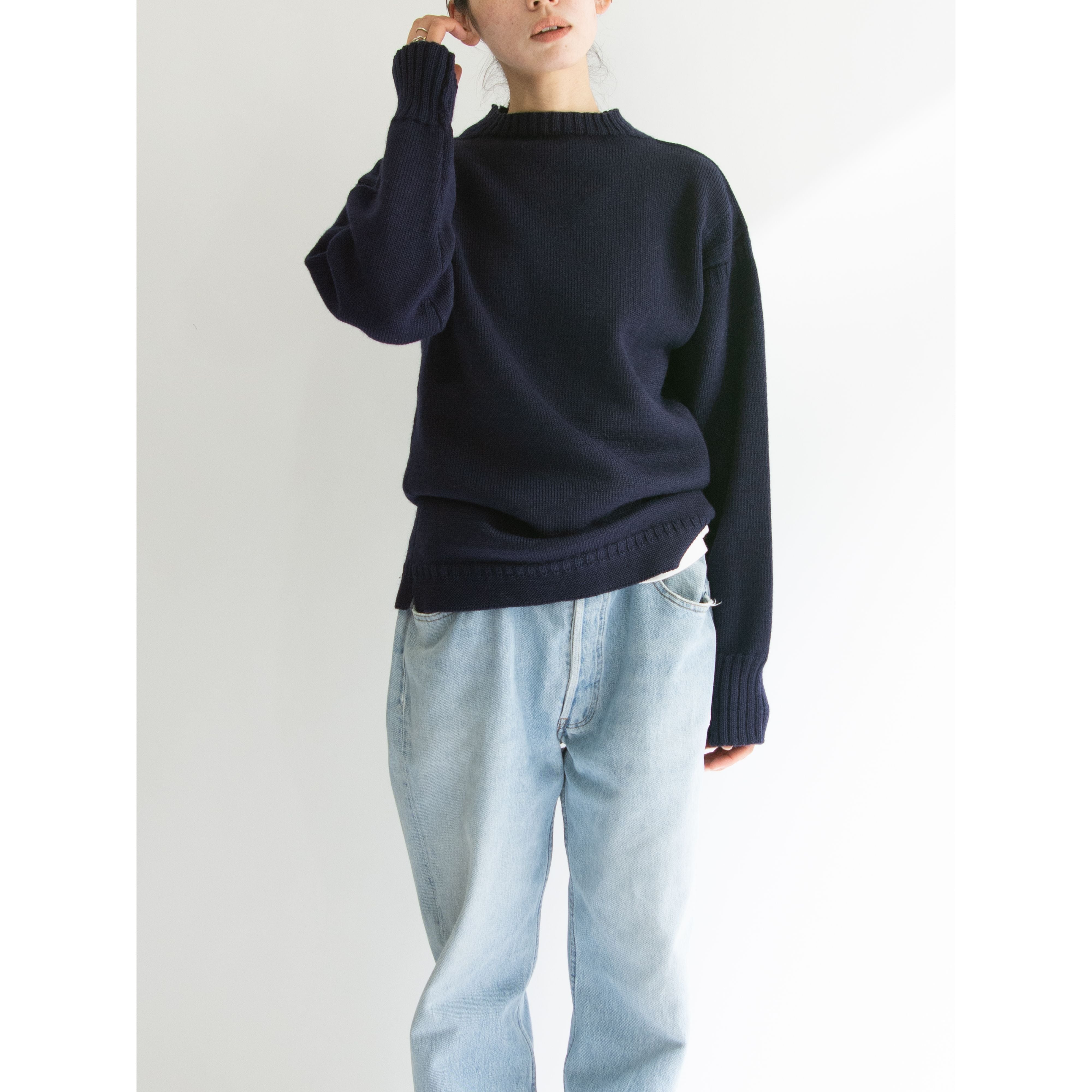【Jonelle dp】Made in Guernsey 100% Wool Guernsey Sweater（ガーンジー島製 ウールガンジーセーター ニットプルオーバー）