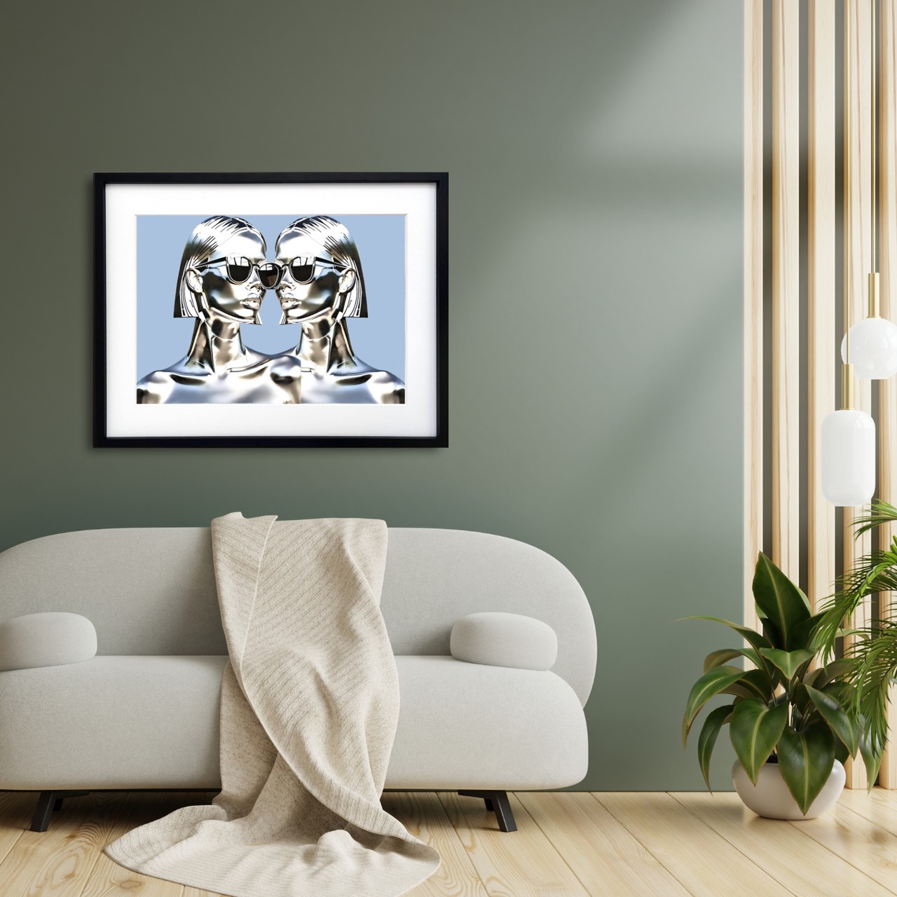 Iron Woman - Twinz｜メタリックな女性像を描いたスタイリッシュアートポスター｜クールで個性的なモダンインテリアに映える一枚A2ポスター