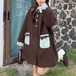 丸襟リボンポケットボアコート ・9743