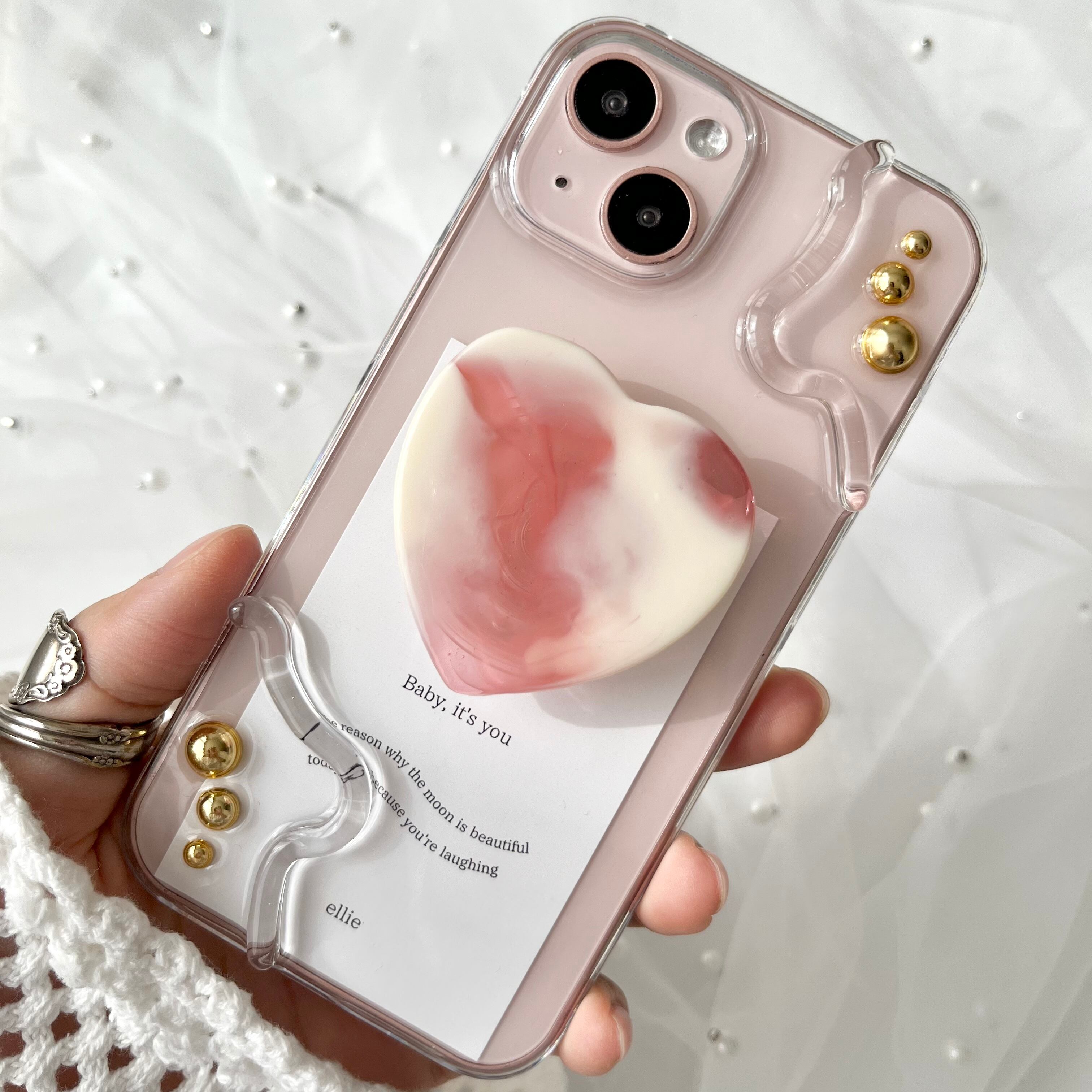 【選べるカラー】heart grip iPhoneケース ハンドメイド