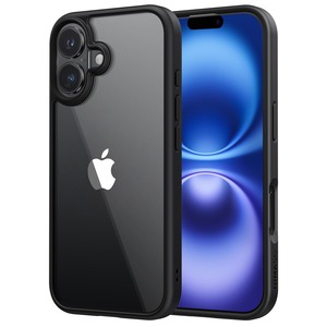 【在庫処分】NIMASO iPhone16用ケース クリア 黄変防止 耐衝撃 米軍MIL規格 SGS認証 PC背面 いPhone16対応 ケース 傷つけ防止 超薄型 軽量 ワイヤレス充電対応 ストラップホール付き アイフォン16対応(6.1インチ) スマホケース(氷星シリーズ)ブラック NSC24G1474