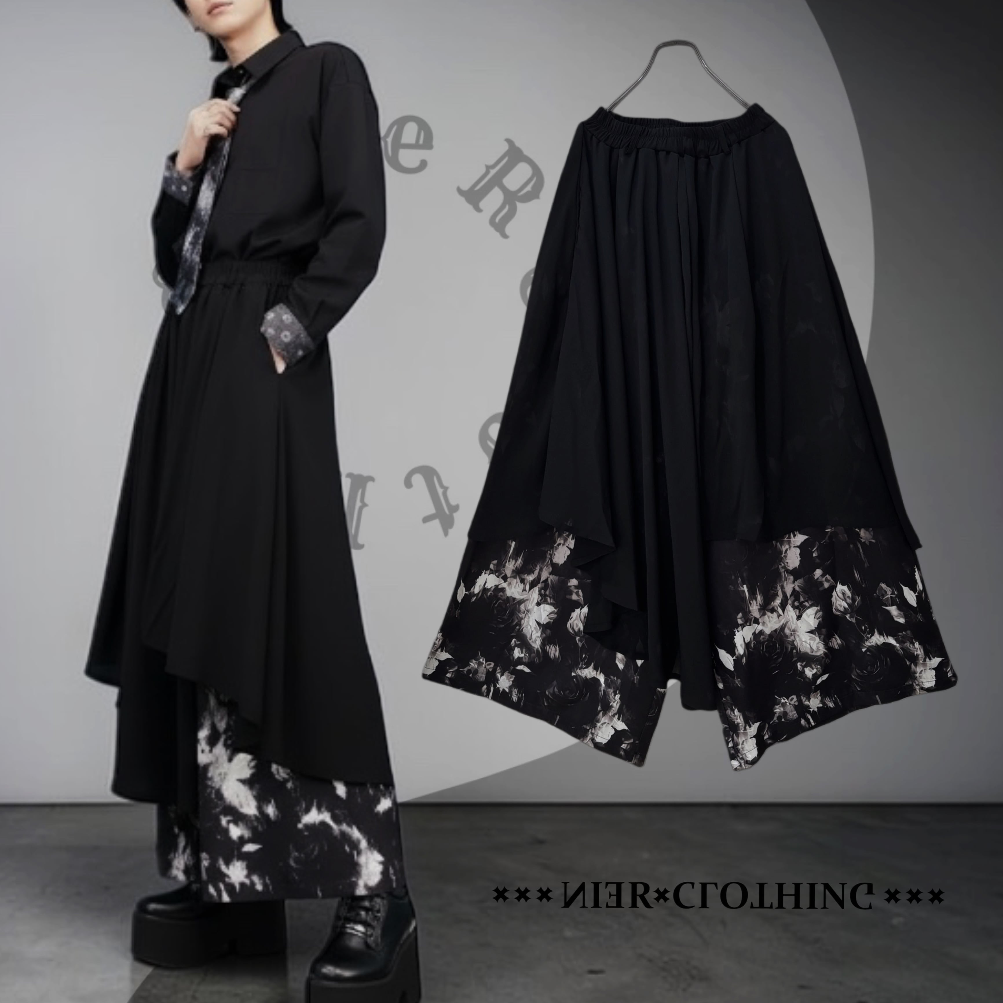 フラップレイヤードワイドパンツ【SHADOW ROSE】 | NIER CLOTHING