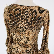 社交ダンス 衣装 スタンダード ドレス ワンピース レッスンウェア パーティドレス 黒 茶 ヒョウ柄 ベージュ系 ブラウン系 ブラック系 上品 ダンス用 大人 女性 おしゃれ 伸縮性あり フレア スカート 舞台衣装 セクシー パーティー コンサート カジュアル エレガント シンプル 洗練された ヒョウ柄ドレス ビジュアル インパクト