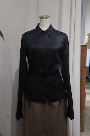 Euro black silk dress shirt