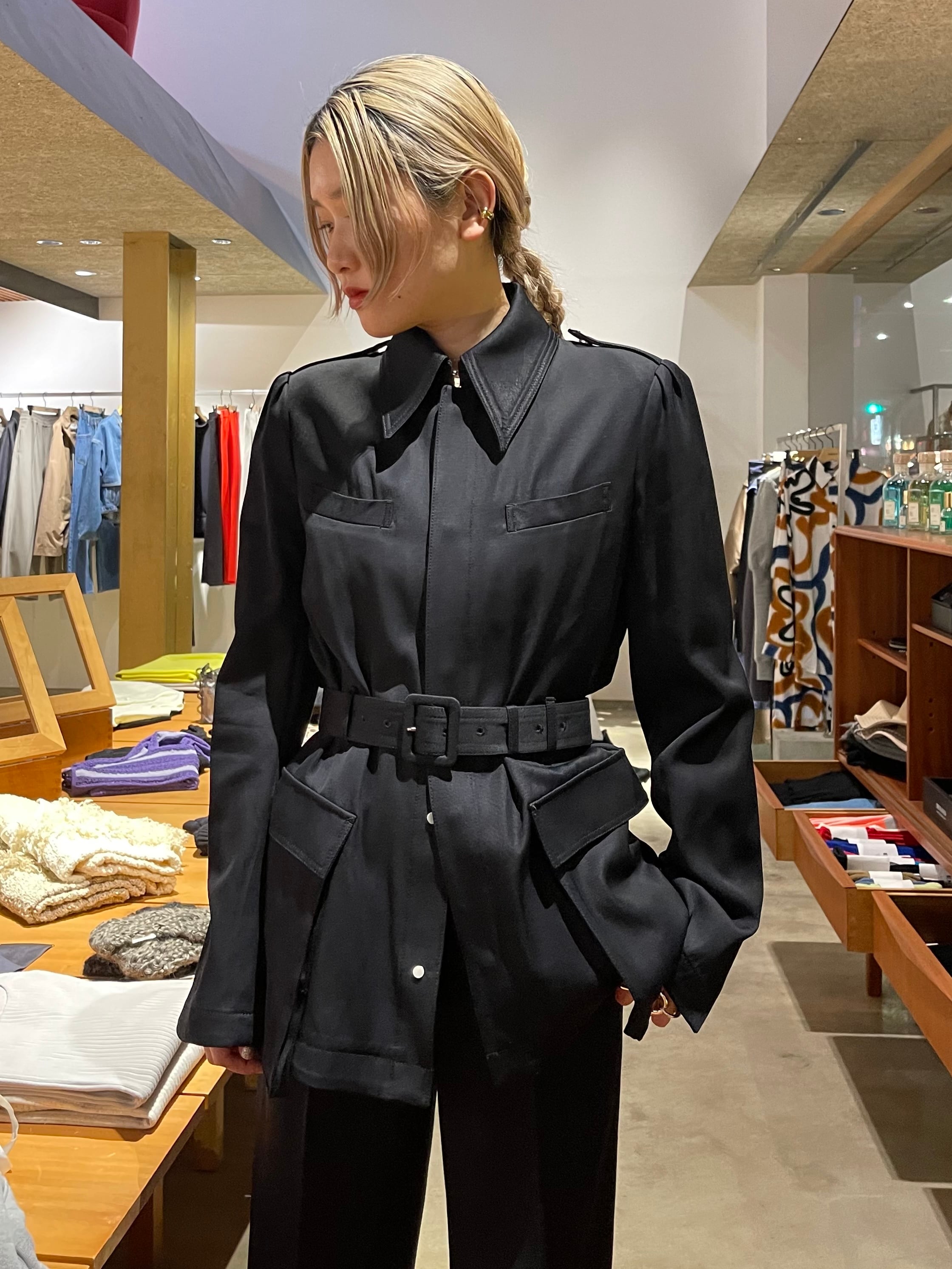 23SS】FETICO フェティコ / BELTED RAYON TWILL JACKET | TRENT 