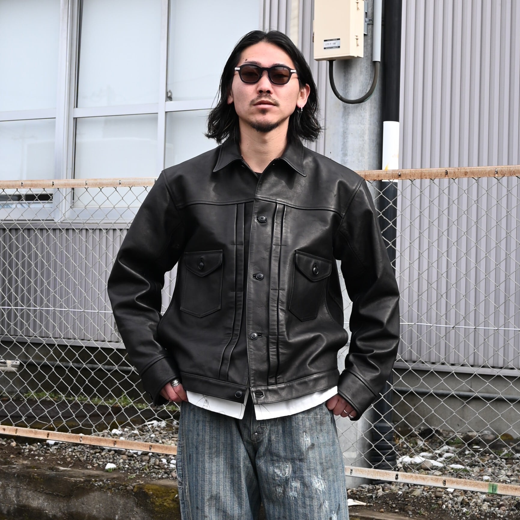 OLDJOEホースレザージージャン ジャケット40L新品 ブラックオールドジョー OLD JOE(オールドジョー)Gジャンタイプレザージャケットコーディネート