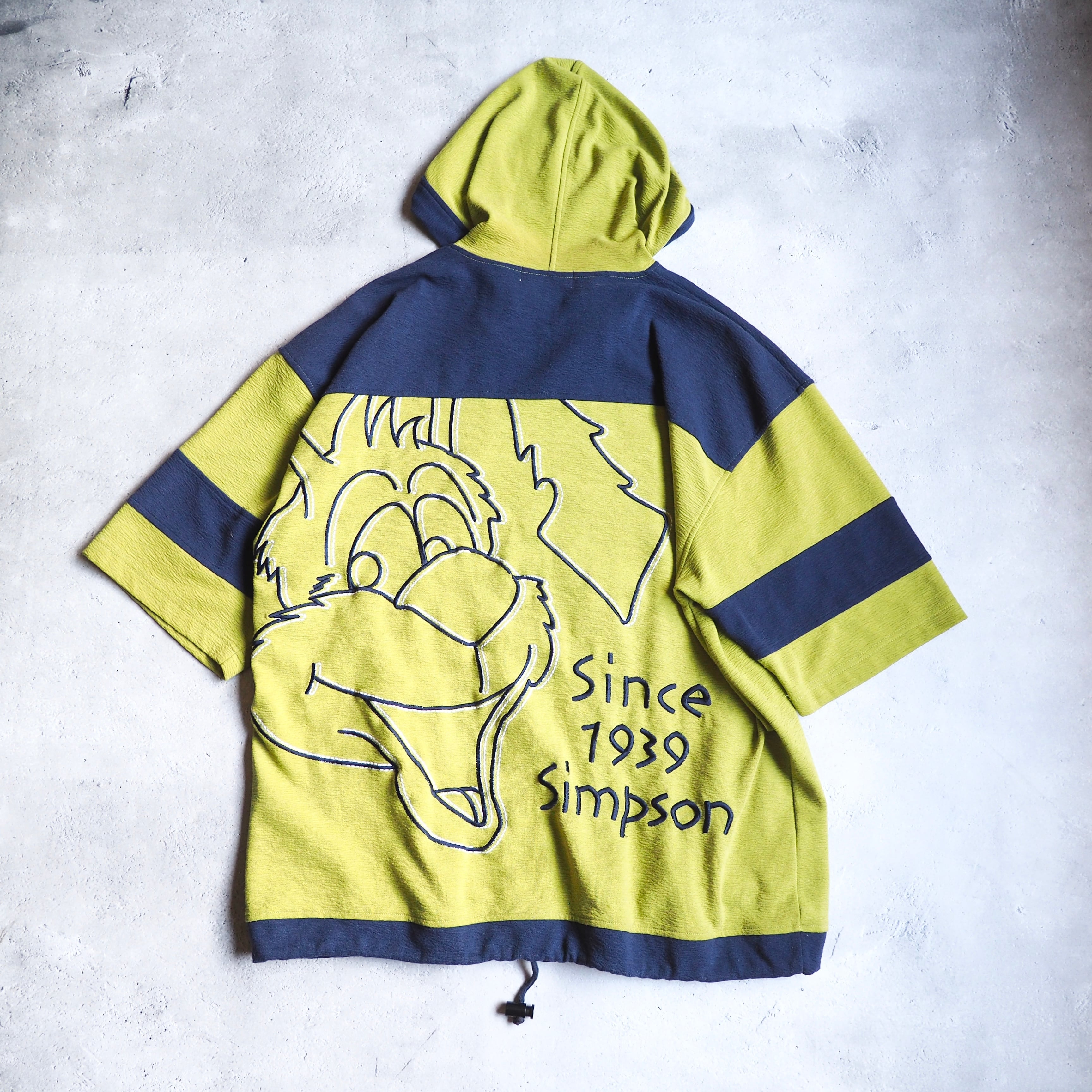 1990s " Simpson " Dog Face Embroidery vintage loose Full zip Parker