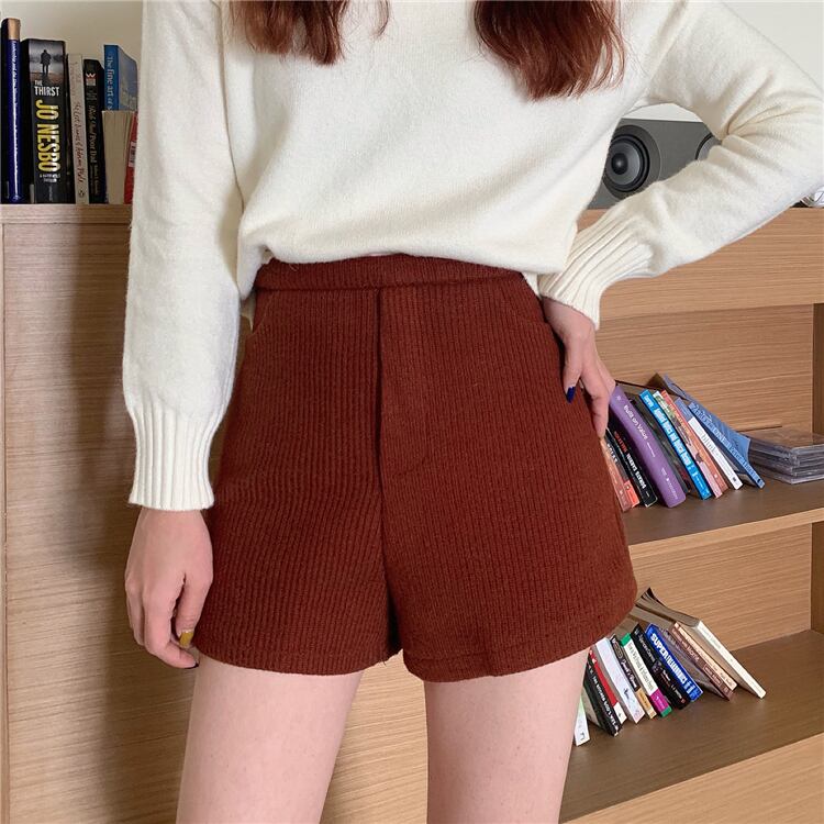 パンツ スプリングオータムハイウェストコーデュロイルーズカジュアルショーツ 春物 秋物 ブルマー 1号婦人60389676414