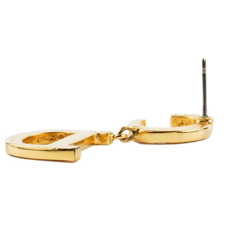 並品】Dior CDロゴ×ラインストーンピアス ゴールド ヴィンテージ ...