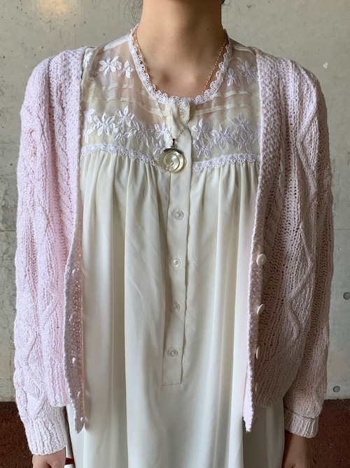 Vintage Cotton Ramie Hand  Knit Cardigan