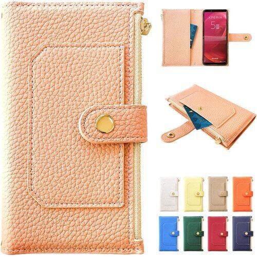 F-42A F-01L らくらくスマートフォン me ポケット付 リュクスな型押し 手帳型 ケース カバー 内側ケース 黒TPU スマホ 手帳 スマホケース f01l f01lケース f01lカバー f42a f42aケース f42aカバー らくらくスマホ 品 サーモンピンク 1231