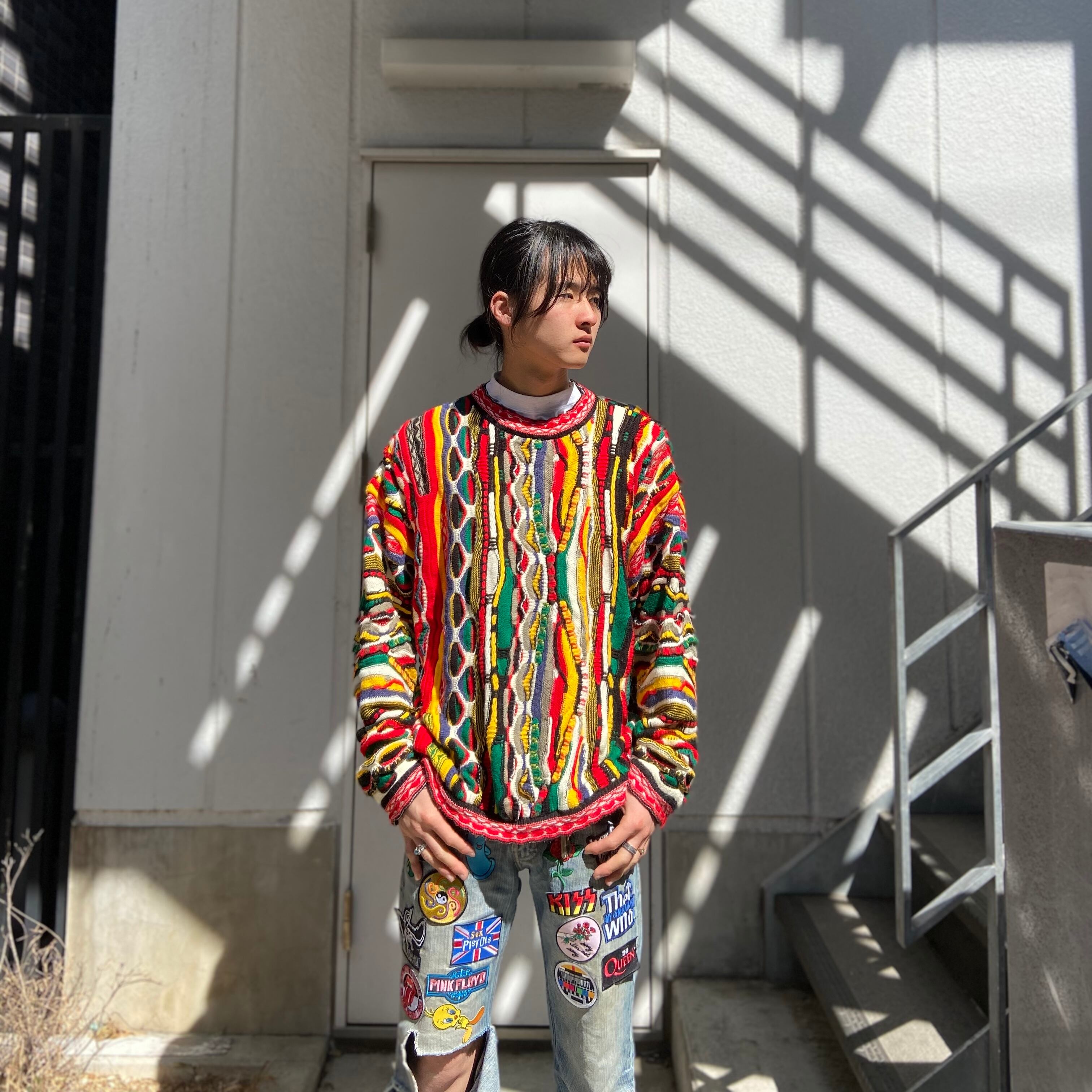 COOGI 3Dニット 総柄 ポロシャツ 90s 古着 | escolalf.com.br